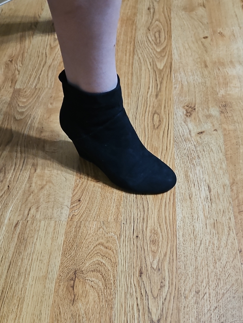 Christian Siriano Black Suede-Look Ankle Booties with Side Zip - Picture 3 of 8